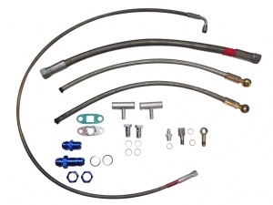 Oil and water connection kit for VR6 R32 engines for journal bearing turbochargers