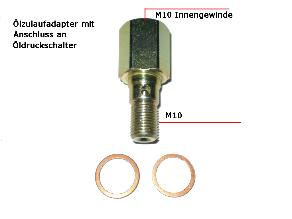 Adapter am Öldruckgeber M10x1 innen auf M10x1 außen mit Bohrung