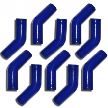 10x Silicone Elbow 45° Degree 51mm Inner Diameter Blue L 125mm 4-ply 5mm Wall Thickness