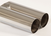 Tailpipe 20 - 2x80mm round sharp-edged stainless steel