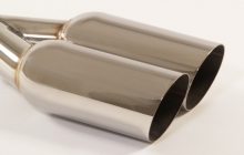 Tailpipe 38 - 2x90mm round sharp-edged chamfered Stainless Steel