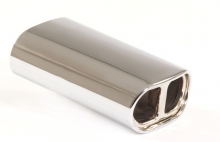 Rear Exhaust Pipe 52 - 150x78mm oval flared with rounded edges and center bar Stainless Steel