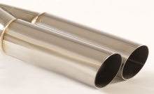 Tailpipe 55 - 2x60mm round sharp-edged chamfered stainless steel