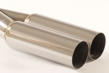 Tailpipe 56 - 2x70mm round sharp-edged stainless steel