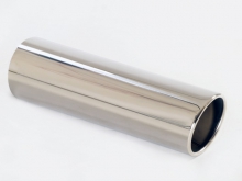 Tailpipe 74 - 100mm round flared bevelled stainless steel