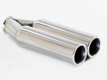 Tailpipe 75 - 2x80mm round wide flat edge Stainless Steel