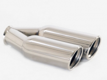 Tailpipe 81 - 2x80 round chamfered offset left Stainless Steel