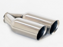 Endpipe 87 - 2x90 round chamfered with wide edge on the left Stainless Steel