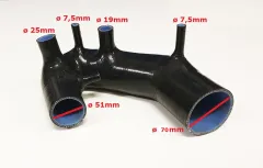 Ansaugschlauch Silikon für Audi A4, A6 B5 B6 Passat 1.8T 150PS-193PS schwarz ø 51mm Turboeinlass / MIT Schellenset