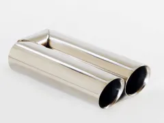 Endrohr 76 - 2x90mm rund schräg breite Kante Edelstahl