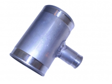 Aluminum pipe connector T-piece ø 60>25mm - L 100mm - 1.5mm wall thickness, flanged