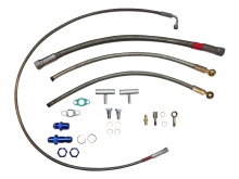 Oil and Water Connection Kit for VR6 R32 engines for ball-bearing turbochargers with outlet at the chain tensioner